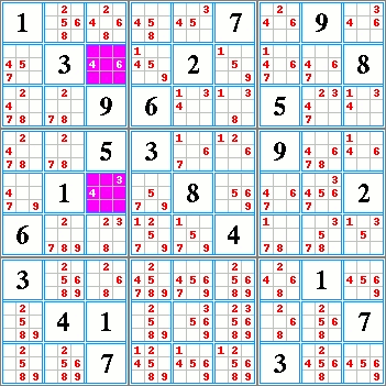 Méthode détaillée par choix multiple d'une grille sudoku.