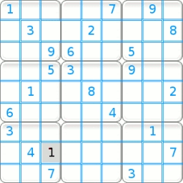 Aperçu visuel d'un choix multiple d'une grille sudoku.