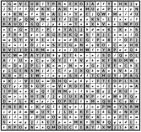 Solution grille Alphadoku Symétrique Débutant N° 1.