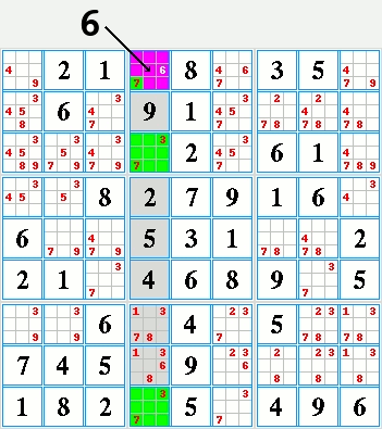 Méthode paire exclusive à 1 chiffre d'une grille sudoku.
